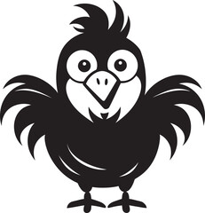 Rooster Regalia Elegant Black Icon with Vector Chicken Design Feathered Finery Monochrome Emblem Illustrating Chicken Harmony