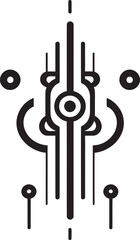 Binary Brilliance Chic Emblem Illustrating Cybernetic Sophistication Robotic Rhythms Sleek Black Icon with Cybernetic Vector