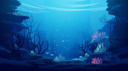 Fototapeta na wymiar silhouette of fish and algae on the background of reef