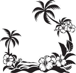Fototapeta na wymiar Botanic Bounty Chic Vector Logo Highlighting Decorative Corners Floral Fresco Elegant Emblem with Decorative Floral Corners in Black