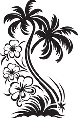 Graceful Garland Sleek Black Icon with Decorative Floral Corners Blossom Bliss Chic Vector Logo Highlighting Decorative Corners