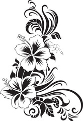 Blossom Bliss Chic Vector Logo Highlighting Decorative Corners Opulent Orchids Elegant Black Logo with Decorative Corners