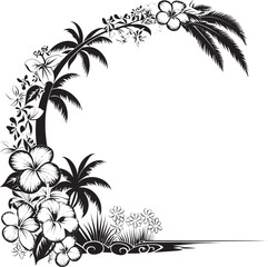 Fototapeta na wymiar Floral Symphony Sleek Black Logo with Decorative Floral Corners Graceful Garland Chic Vector Emblem Highlighting Decorative Corners