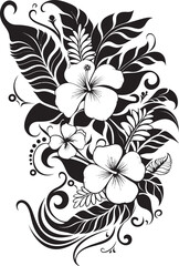 Enchanting Entwines Chic Icon Highlighting Decorative Corners Natures Nectar Monochrome Emblem with Decorative Floral Design