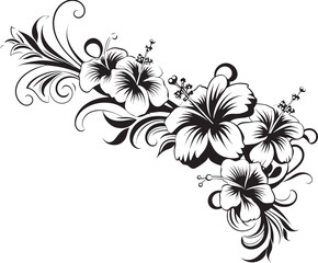 Lush Luxuriance Monochrome Emblem Highlighting Decorative Corners Petals of Prestige Sleek Logo Design with Decorative Floral Corners