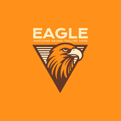 Retro eagle head logo emblem vector illustration. Vintage animal mascot professional corporate brand identity.