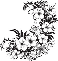 Botanic Bliss Sleek Vector Emblem Featuring Decorative Floral Design Eternal Elegance Chic Black Icon with Decorative Corners