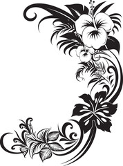 Petals in Panache Sleek Icon Featuring Decorative Corners in Black Floral Fantasy Chic Logo Design with Decorative Floral Corners