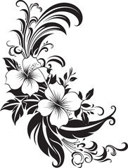 Ornate Oasis Sleek Black Emblem Highlighting Decorative Floral Design Blossom Elegance Chic Logo with Decorative Corners in Monochrome