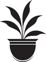 Potted Perfection Stylish Plant Pot Logo in Black Floral Framework Monochrome Emblem with Decorative Plant Pot
