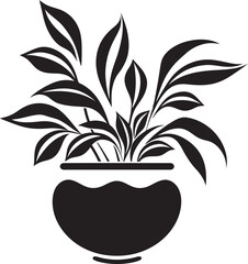 Floral Fusion Elegant Plant Pot Logo in Black Potted Perfection Sleek Emblem Highlighting Chic Plant Pot Design