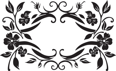 Baroque Brilliance Black Logo with Vintage European Border Design Retro Royalty Elegant Emblem with Monochrome European Border