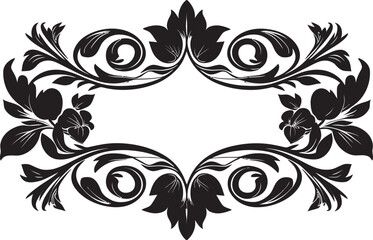 Old World Ornament Monochrome European Border Icon in Elegant Black Baroque Brilliance Black Logo with Vintage European Border Design
