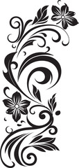 Elegance Embellished Black Doodle Decorative Logo in Monochrome Artistic Adornments Stylish Vector Emblem with Decorative Elements