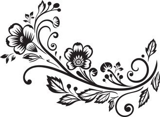 Elegance Embellished Monochrome Decorative Element in Stylish Black Sculpted Spirals Elegant Doodle Decorative Icon with Monochrome Touch