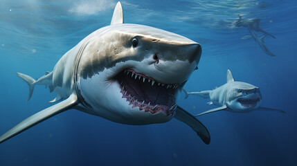great white shark underwater