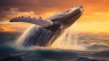 humpback whale underwater in Caribbean - obrazy, fototapety, plakaty