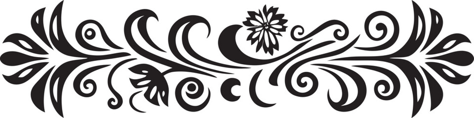 Fototapeta premium Sophisticated Swirls Sleek Black Emblem with Doodle Decorations Ornate Outlines Monochrome Logo Highlighting Doodle Decorative Element