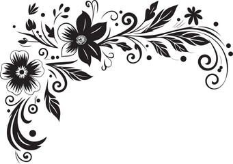 Fanciful Flourishes Sleek Emblem Highlighting Decorative Doodles Elegance Embellished Black Doodle Decorative Logo in Monochrome