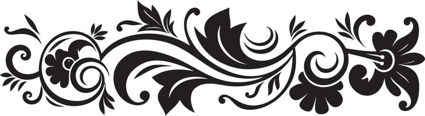 Elegance Embellished Black Doodle Decorative Logo in Monochrome Artistic Adornments Stylish Vector Emblem with Decorative Elements
