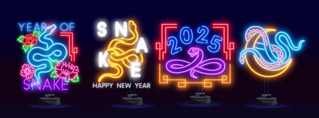 Fotobehang Happy chinese new year 2025 Background with snake, year of the chinese snake zodiac © executioner4