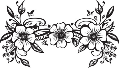 Fanciful Flourishes Chic Vector Logo Featuring Decorative Doodle Elements Sophisticated Swirls Monochrome Doodle Decorative Element in Sleek Design