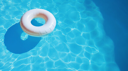 inflatable ring floating in swimming pool on sunny day