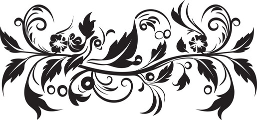 Intricate Inks Sleek Black Logo Highlighting Doodle Decorative Elements Curves and Charms Monochrome Doodle Decorative Element in Stylish Design