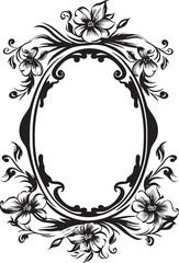 Posh Patterns Decorative Frame in Black Vector Symphonic Swirls Doodle Logo with 90 Words Frame