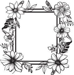 Artistry Unveiled Decorative Frame Icon in Black Serene Scrolls Doodle Logo with 90 Words Frame