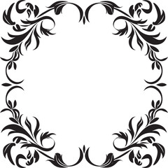 Swirls of Style Elegant Black Logo Design with Doodle Decorative Frame Ornamental Opulence Monochrome Decorative Frame Element in Sleek Vector