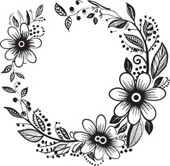 Noir Nouveau A Modern Twist on Classic Elegance with Doodle Decorative Frame Vector Black Logo Design Cosmic Charm Elegance in the Vastness of Doodle Decorative Frame Vector Black Logo Symbol