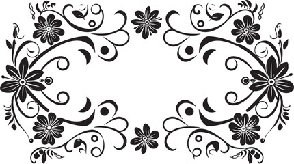 Whimsy in Waves Sleek Logo Design Featuring Decorative Doodle Frame Element Elegance Embellished Monochrome Decorative Frame Element in Stylish Black