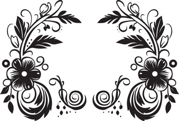 Intricate Inks Elegant Decorative Doodle Frame Icon in Sleek Black Curves and Charms Stylish Vector Logo Highlighting Doodle Decorative Frame