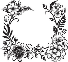 Whirlwind of Whimsy Monochrome Logo Design with Decorative Frame Element Intricate Inks Elegant Decorative Doodle Frame Icon in Sleek Black