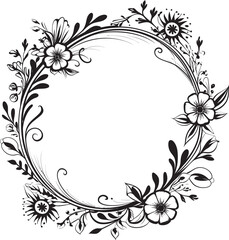 Chic Complexity Monochrome Doodle Decorative Frame Element in Elegant Design Whimsy in Waves Black Logo Design with Decorative Doodle Frame Element