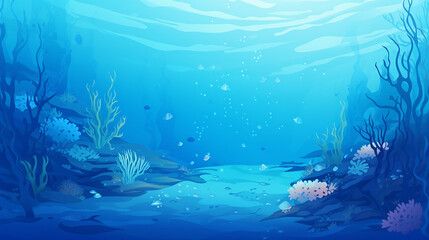 Fototapeta na wymiar sea underwater background. ocean button with seaweed