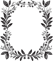 Sophisticated Swirls Monochrome Emblem with Doodle Decorative Frame Elements Ornate Outlines Stylish Black Logo Highlighting Decorative Frame Element