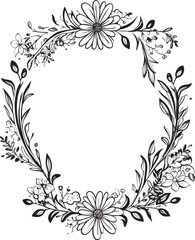 Intricate Inks Monochrome Decorative Doodle Frame Element in Elegant Black Curves and Charms Elegant Logo Design with Black Doodle Decorative Frame