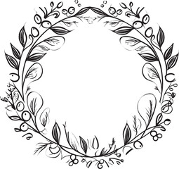 Sophisticated Swirls Monochrome Doodle Decorative Frame Element in Sleek Design Ornate Outlines Elegant Black Emblem with Decorative Doodles Frame