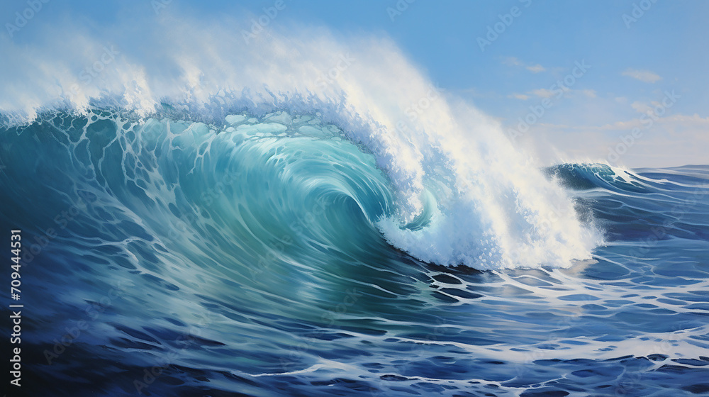 Wall mural sea water ocean wave with blue sky