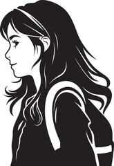 FemmeFutures Black Logo Design Icon Signifying Aspiring Female Students Academic Allure Elegant Black Logo Design for Ambitious Female Students