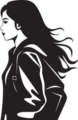 EduElegance Black Logo Design Icon Reflecting Stylish Female Students FemmeFlair Vector Symbol of a Black Logo for Trendsetting Female Students