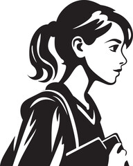 FemmeFutures A Black Logo Symbol of Aspiring Female Students EmpowerHER Black Logo Design Icon Celebrating Female Student Excellence