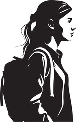 EduGrace A Graceful Black Logo Design Symbol for Female Students SheInnovate A Stylish Black Vector Logo Design for Creative Female Students