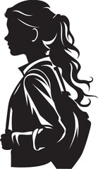 SheRising Empowering Female Students Through Black Vector Logo Feminine Intellect Black Logo Design Icon for Female Students