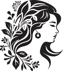 Feminine Flourish Vector Symbol of a Black Floral Woman Face Radiant Rose A Black Logo Design Showcasing Floral Woman Face
