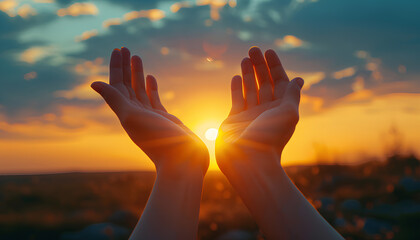 Hands open palm up worship