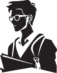 Intellectual Impact Black Logo Icon for Achieving Male Students Educational Edge Vector Black Logo Design for Accomplished Male Students