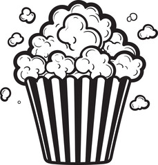 Kernel Craftsmanship Vector Black Symbol for Artisanal Popcorn Popped Elegance Stylish Black Logo Icon for Premium Popcorn